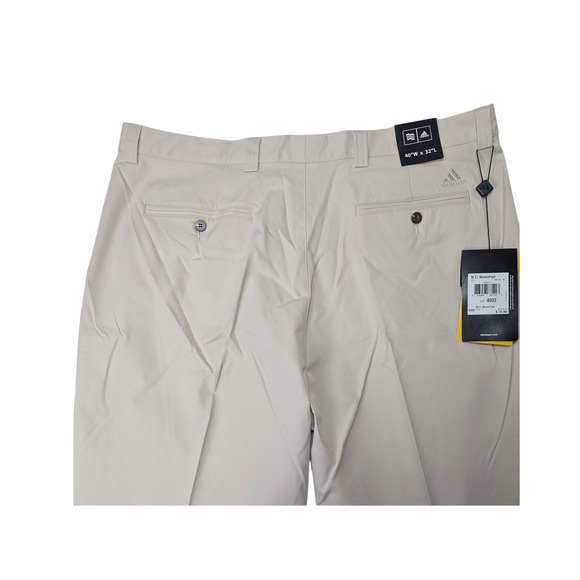 Adidas Men's Casual Golf Climalite Pleated Pants Beige Ecru Woven Stretch 40x32 - Picture 3 of 7